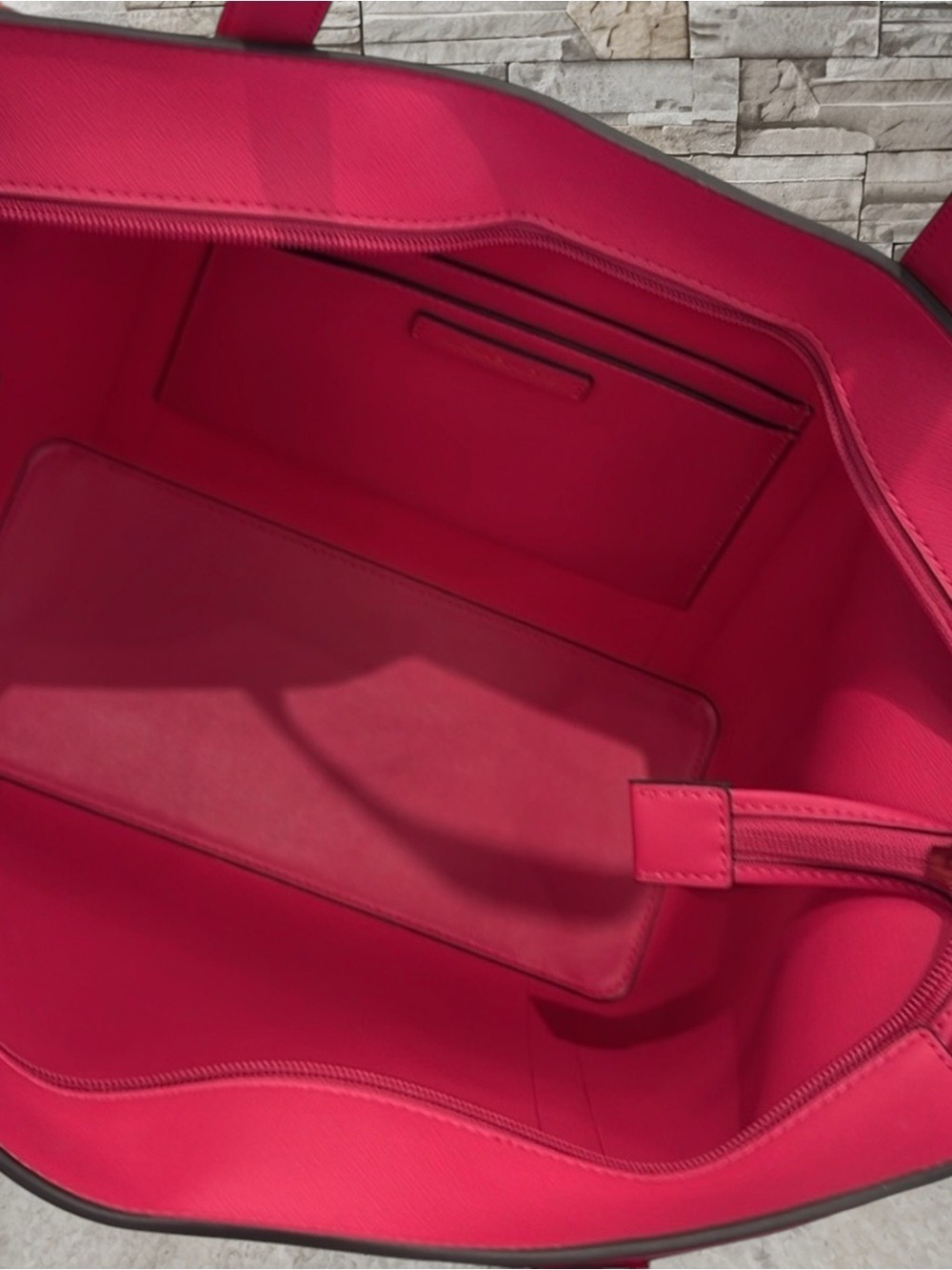 Michael Kors Pratt Large Top Zip Lesthef Tote Electric Pink - Picture 8 of 12